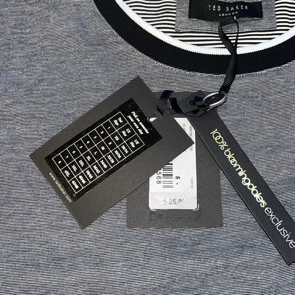 NWT Ted Baker Men’s Black Striped T-Shirt Size 5 (XL) - Picture 4 of 7